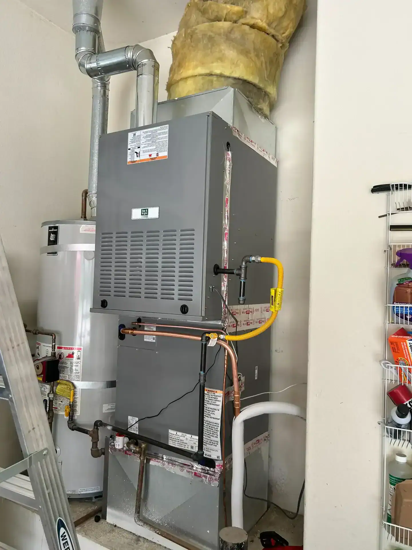 A gas furnace and air handler installed in a Las Vegas home