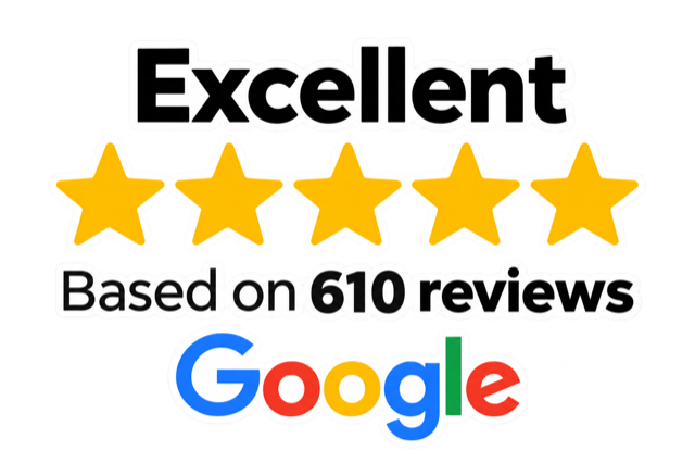 Excellent: 5 stars based on 610 Google reviews